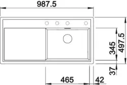 Blanco spoelbak Zenar XL 6 S-F BR vlakinbouw wit 523905