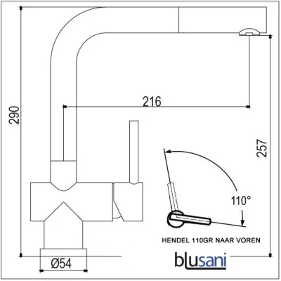 Blusani Keukenkraan Fuse Uittrekbare uitloop volledig RVS NK0912