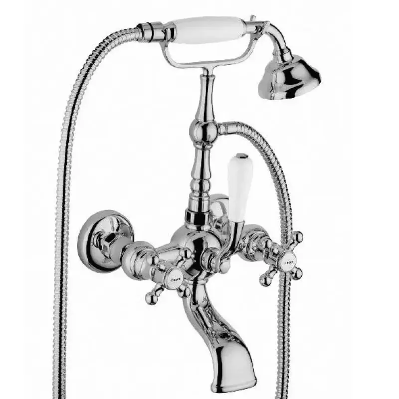 Badkraan met Handdouche Nostalgisch met Sterknoppen Chroom V2030