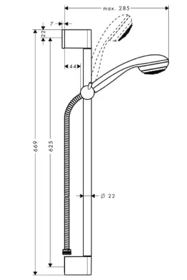 Hansgrohe Crometta 85 glijstangcombinatie 650mm chroom 27652000