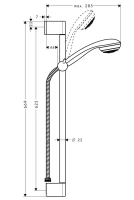 Hansgrohe Crometta 85 glijstangcombinatie 650mm chroom 27652000