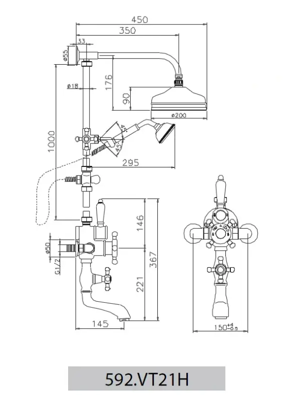 Huber Victorian Thermostatische Doucheset 20cm RVS 1203998332