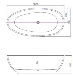 Blusani Free Oval vrijstaand bad 180x90 acryl BF01104