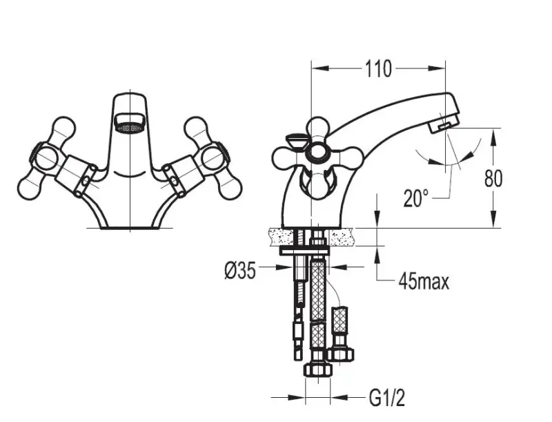 Blusani Classic wastafelkraan chroom BC216101