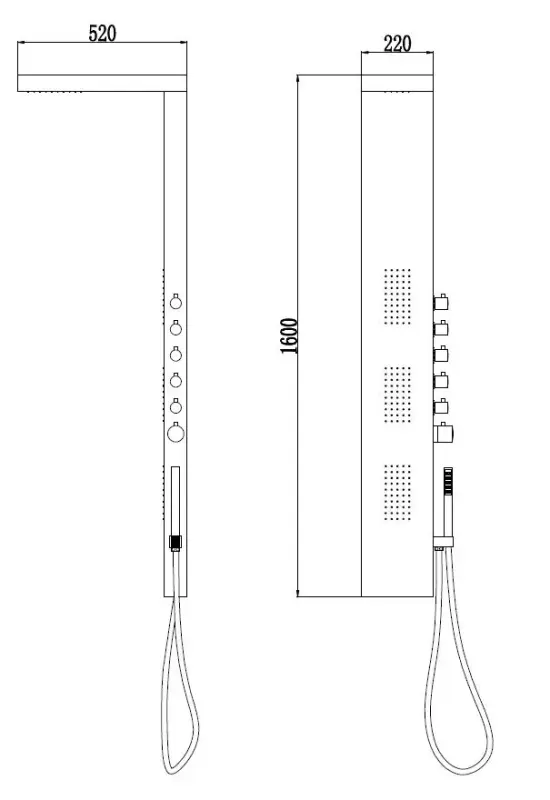Blusani douchepaneel RVS BS83102