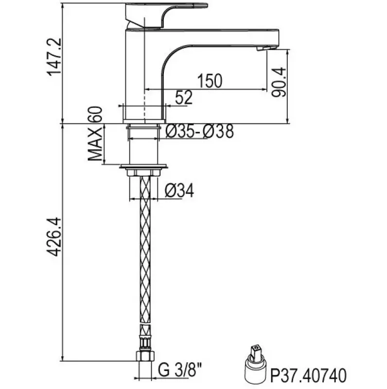 Rubio Milo wastafelkraan zonder waste chroom R201002S21