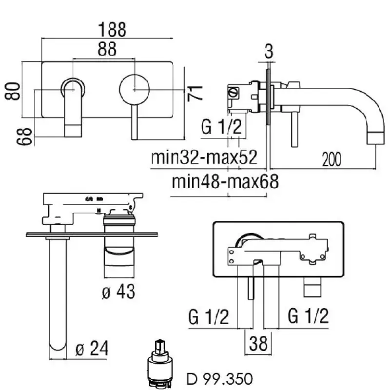 Rubio Roma inbouw wastafelkraan 150 chroom R20272121