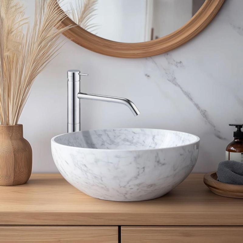 Waterevolution Flow wastafelkraan hoge uitloop voor waskommen incl. click plug chroom T11501