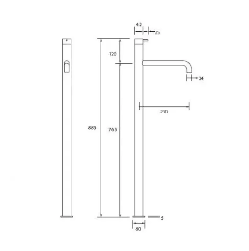 Waterevolution Flow vrijstaande badkraan chroom T13401