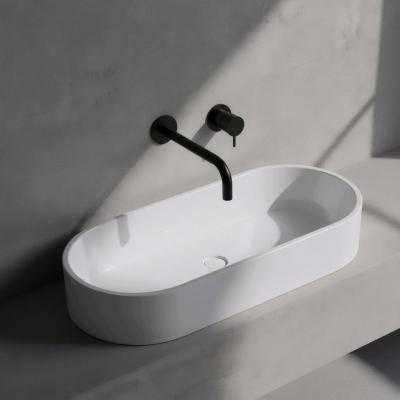 Waterevolution Flow inbouw wastafelkraan mat zwart met uitloop 25cm T116BPR-25
