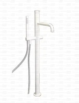 Waterevolution Flow vrijstaande badkraan met handdouche mat wit T133BR