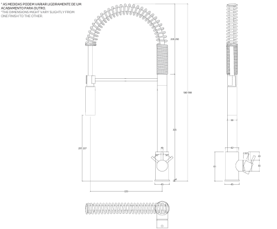 Waterevolution Flow semi-professionele keukenmengkraan mat zwart met kolom en veer T157PR