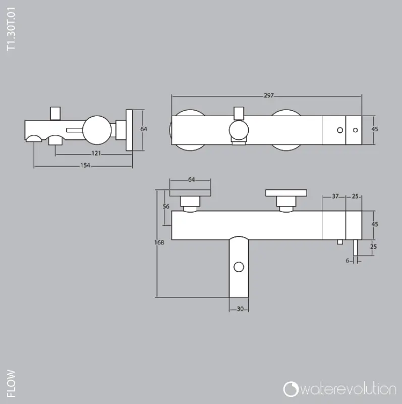 Waterevolution Flow badmengkraan met handdoucheset chroom T13001