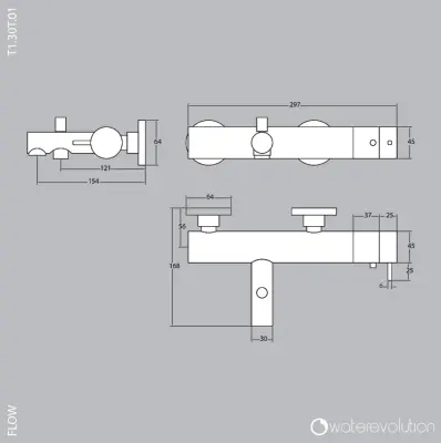 Waterevolution Flow badthermostaat met handdoucheset chroom T130T01
