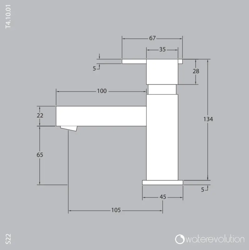 Waterevolution S22 RVS wastafelkraan met waste T410IE