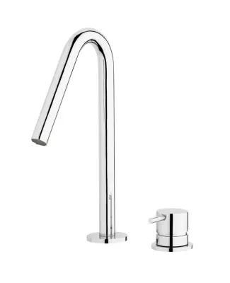 Waterevolution Flow 2-gats wastafelkraan mat zwart met kleine V 120mm uitloop T1121VPR