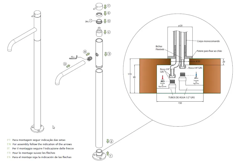 Waterevolution Flow vrijstaande badkraan mat zwart T134PR
