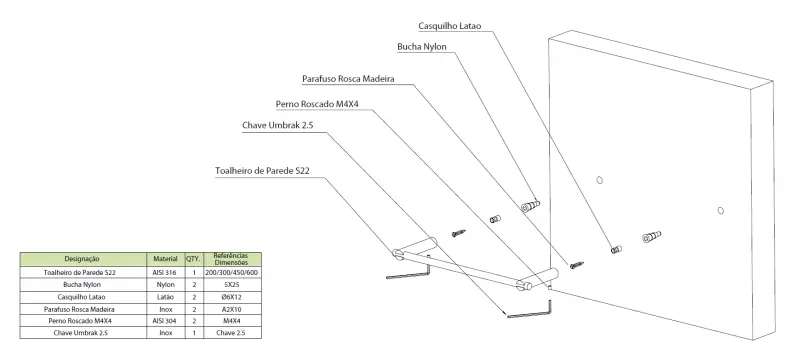 Waterevolution S22 handdoekhouder 60 cm RVS A413IE