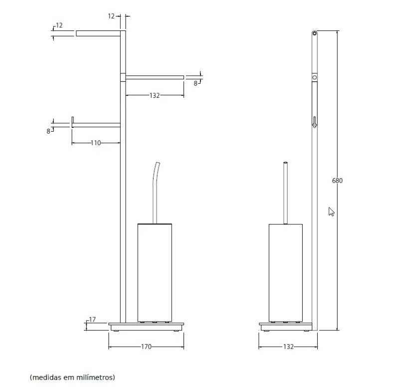 Waterevolution S22 handoekrek met WC borstel en rol houder staand RVS A462IE