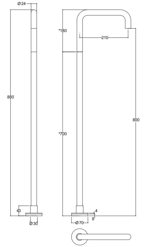 Waterevolution Flow vrijstaande baduitloop staand mat zwart T1672H24PR