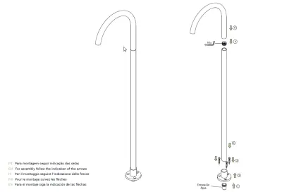 Waterevolution Flow baduitloop staand mat zwart T1673PR