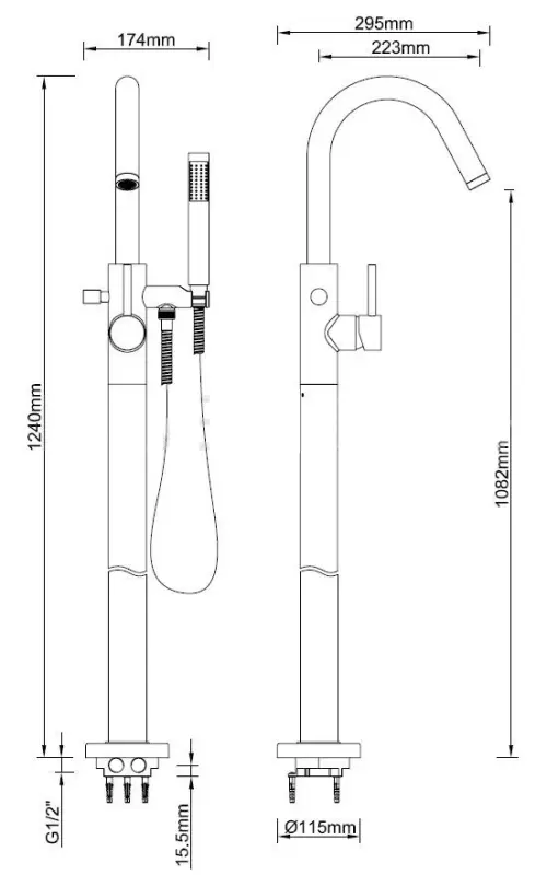 Blusani Free 2 vrijstaande badkraan op poten Chroom BF209100