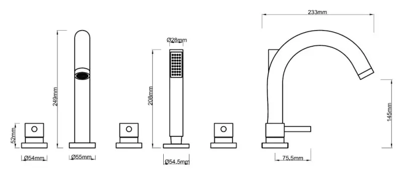 Blusani Stilo 5 gats badrandcombinatie Chroom BSB01022