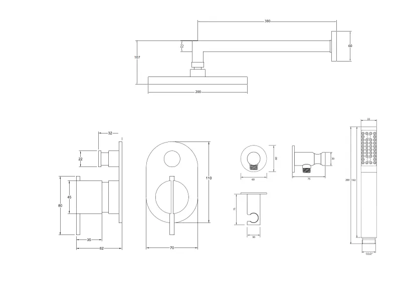 Waterevolution S22 inbouw doucheset RVS WAS22DS1