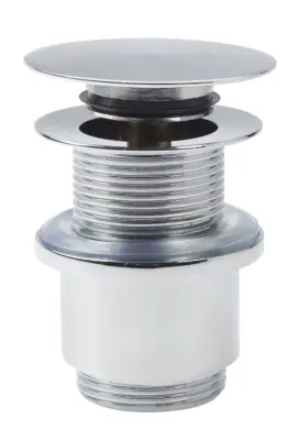 Clou InBe stop/go afvoerplug voor wastafels met platte afdekkap zonder overloopgat rond chroom