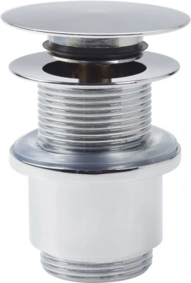 Clou InBe stop/go afvoerplug voor wastafels met platte afdekkap zonder overloopgat rond chroom