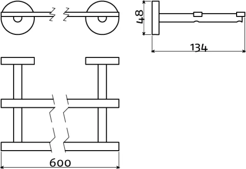Clou Flat handdoekrek dubbel chroom