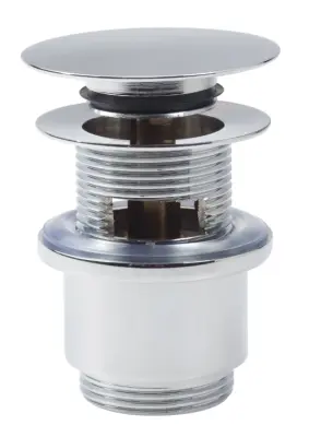 Clou InBe stop/go afvoerplug voor wastafels met platte afdekkap met overloopgat rond chroom