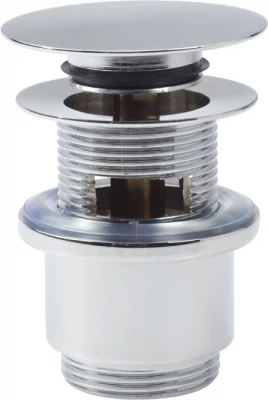 Clou InBe stop/go afvoerplug voor wastafels met platte afdekkap met overloopgat rond chroom