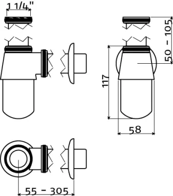 Clou InBe bekersifon t.b.v. flush 6 chroom