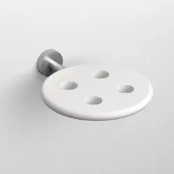 Clou Slim tandenborstelhouder t.b.v. 4 stuks rvs geborsteld en wit siliconen