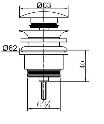 Blusani Click afvoerplug niet afsluitbaar 1.1/4 RVS-look BC73104