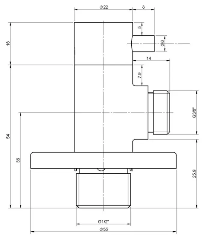 Rubio Inox volledig RVS hoekstopkraan 1208758562