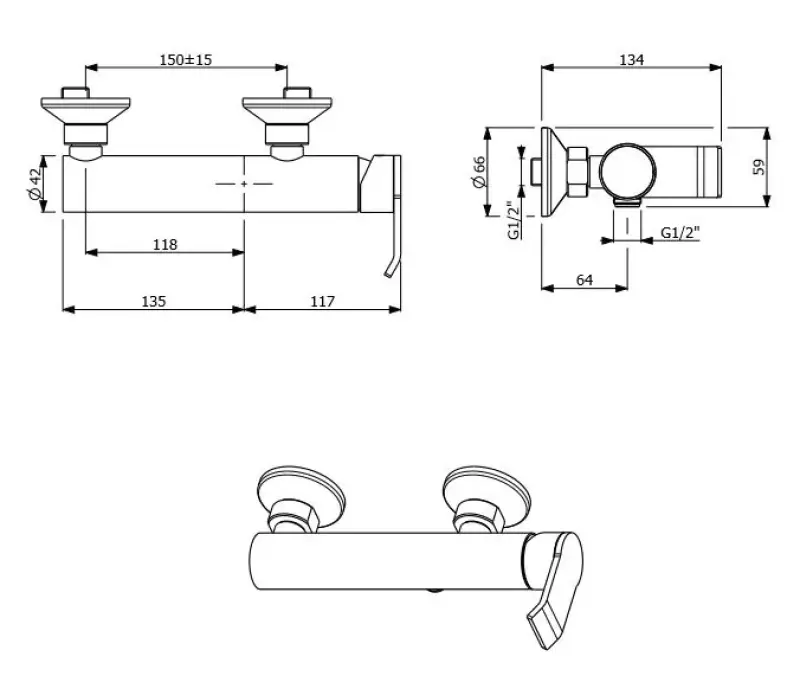 Rubio Lucca douchemengkraan Chroom  R80173