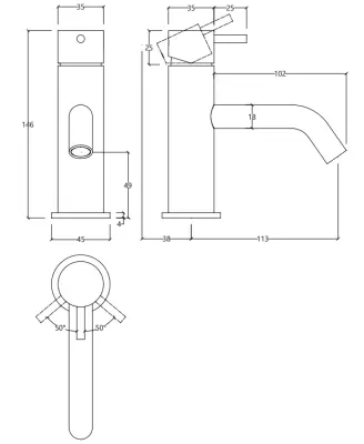 Waterevolution Flow lage wastafelkraan RVS T110IE
