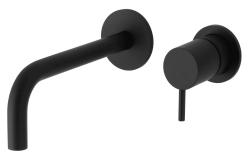 Waterevolution Flow inbouw wastafelkraan mat zwart met uitloop 15cm T116BPR-15