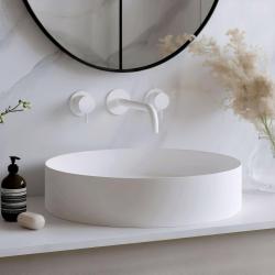Waterevolution Flow 3-gats inbouw wastafelkraan mat wit met uitloop 15 T1163FBR-15