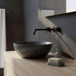 Waterevolution Flow 3-gats inbouw wastafelkraan mat zwart met uitloop 25 T1163FPR-25