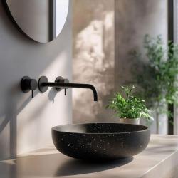 Waterevolution Flow 3-gats inbouw wastafelkraan mat zwart met uitloop 21 T1163FPR-21