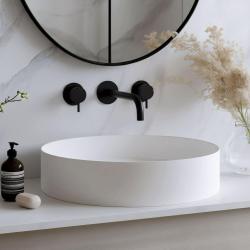 Waterevolution Flow 3-gats inbouw wastafelkraan mat zwart met uitloop 15 T1163FPR-15