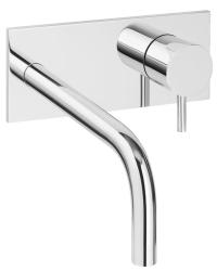 Waterevolution Flow inbouw wastafelkraan met afdekplaat chroom met uitloop 15cm T1161B01-15