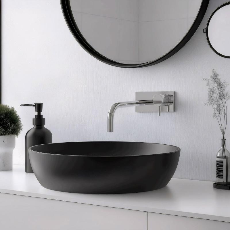 Waterevolution Flow inbouw wastafelkraan met afdekplaat chroom met uitloop 15cm T1161B01-15