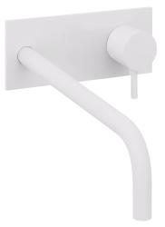 Waterevolution Flow inbouw wastafelkraan met afdekplaat mat wit met uitloop 21cm T1161BBR-21