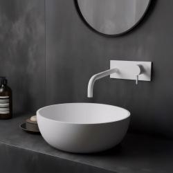 Waterevolution Flow inbouw wastafelkraan met afdekplaat mat wit met uitloop 21cm T1161BBR-21