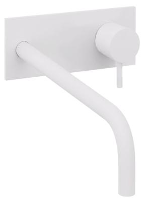 Waterevolution Flow inbouw wastafelkraan met afdekplaat mat wit met uitloop 21cm T1161BBR-21