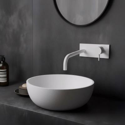 Waterevolution Flow inbouw wastafelkraan met afdekplaat mat wit met uitloop 21cm T1161BBR-21